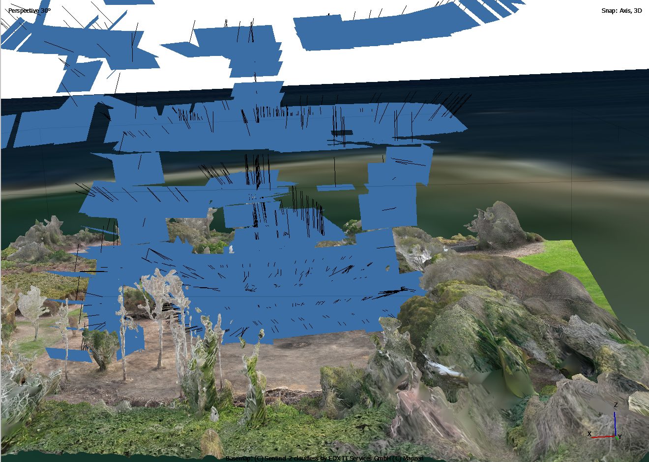 Drone photogrammetry: 3D model with camera positions