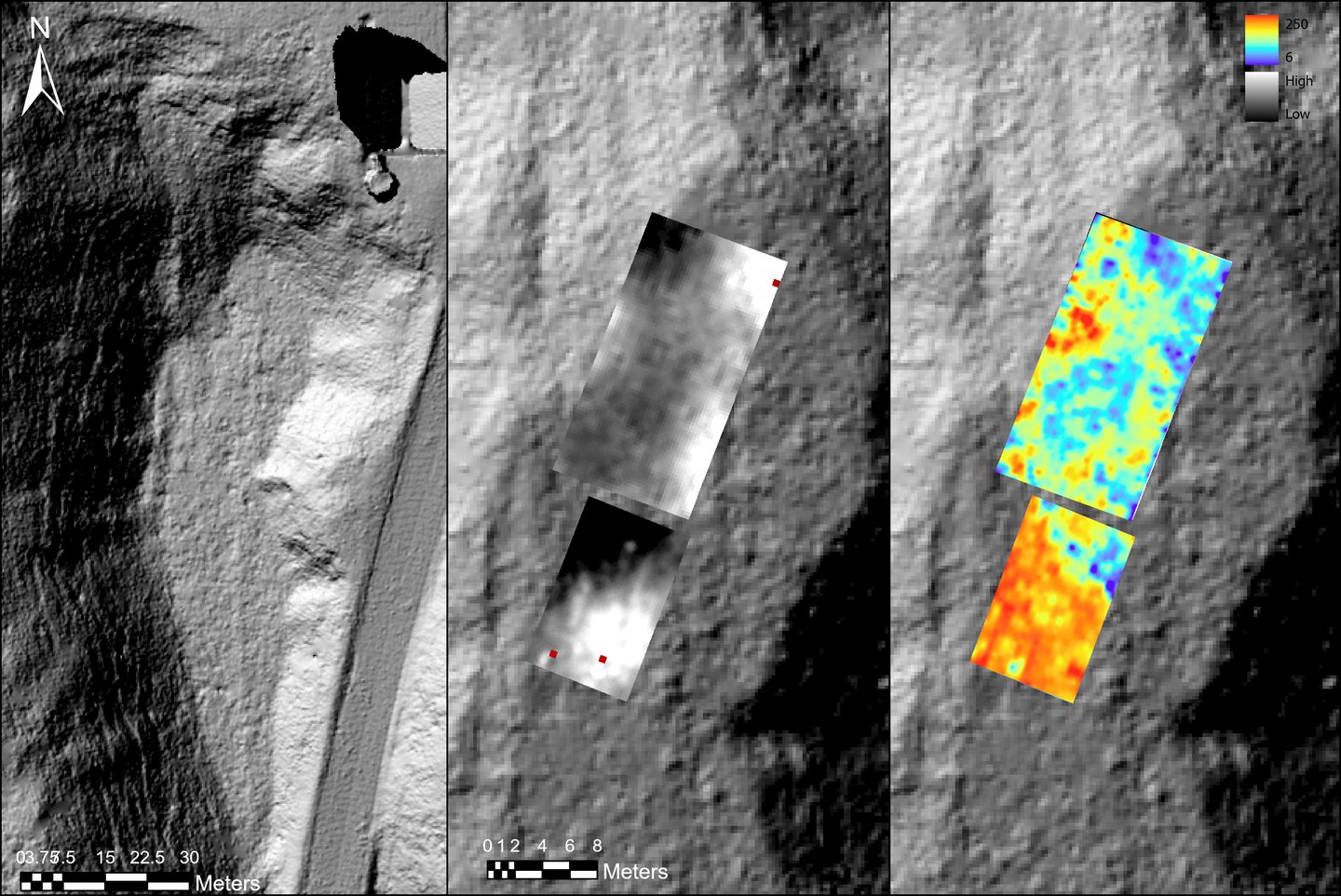 LiDAR hillshade with magnetic gradiometry, Newbury